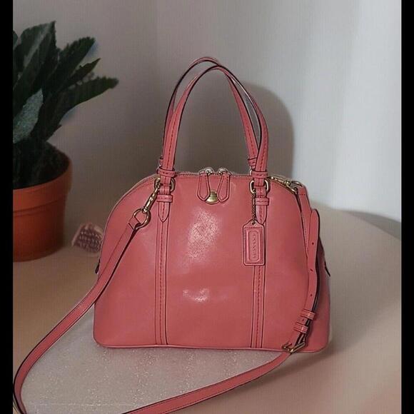 COACH Coral Saffiano Peyton Cora Domed Crossbody Satchel Purse Bag Shoulder - Picture 1 of 12